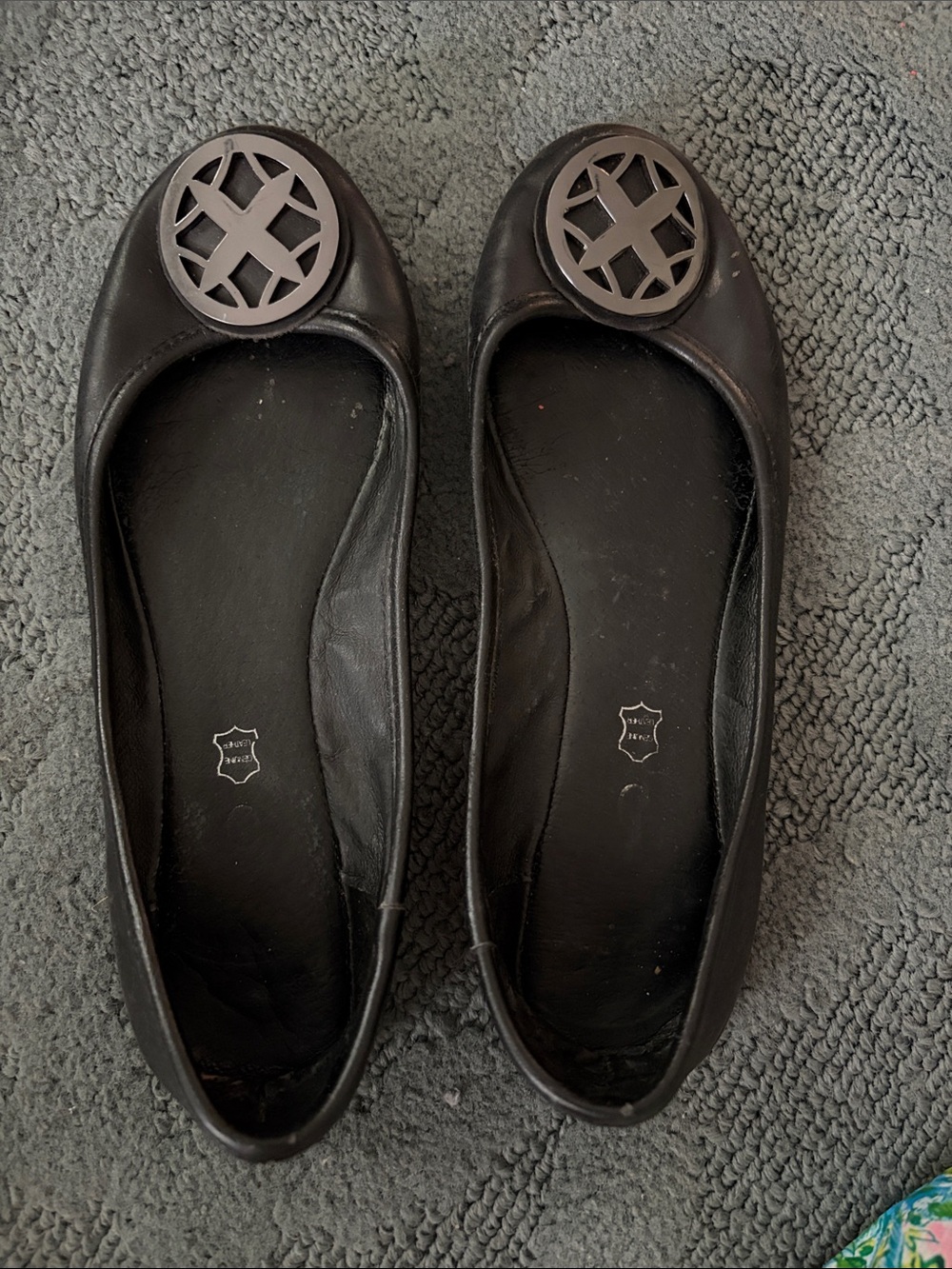 Aldo Leather Women's Ballet Flats with Round Emblem